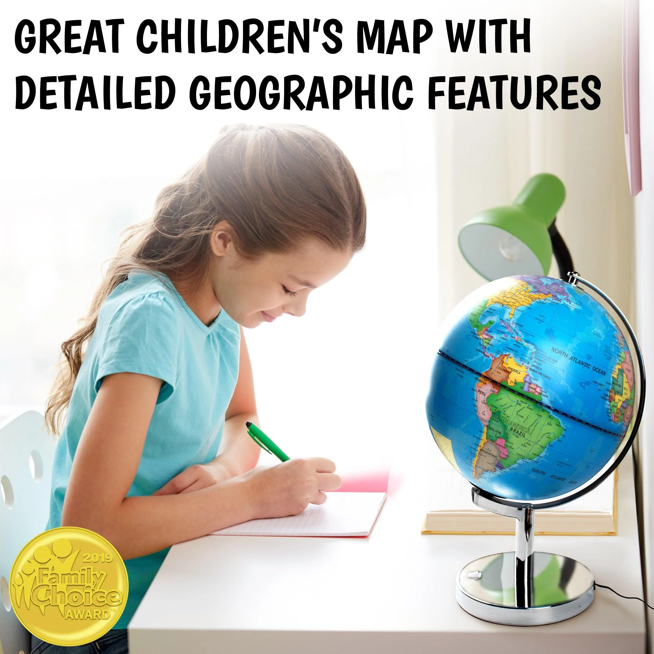 USA Toyz Illuminated Globe for Kids Learning - 9" Diameter - Image 4