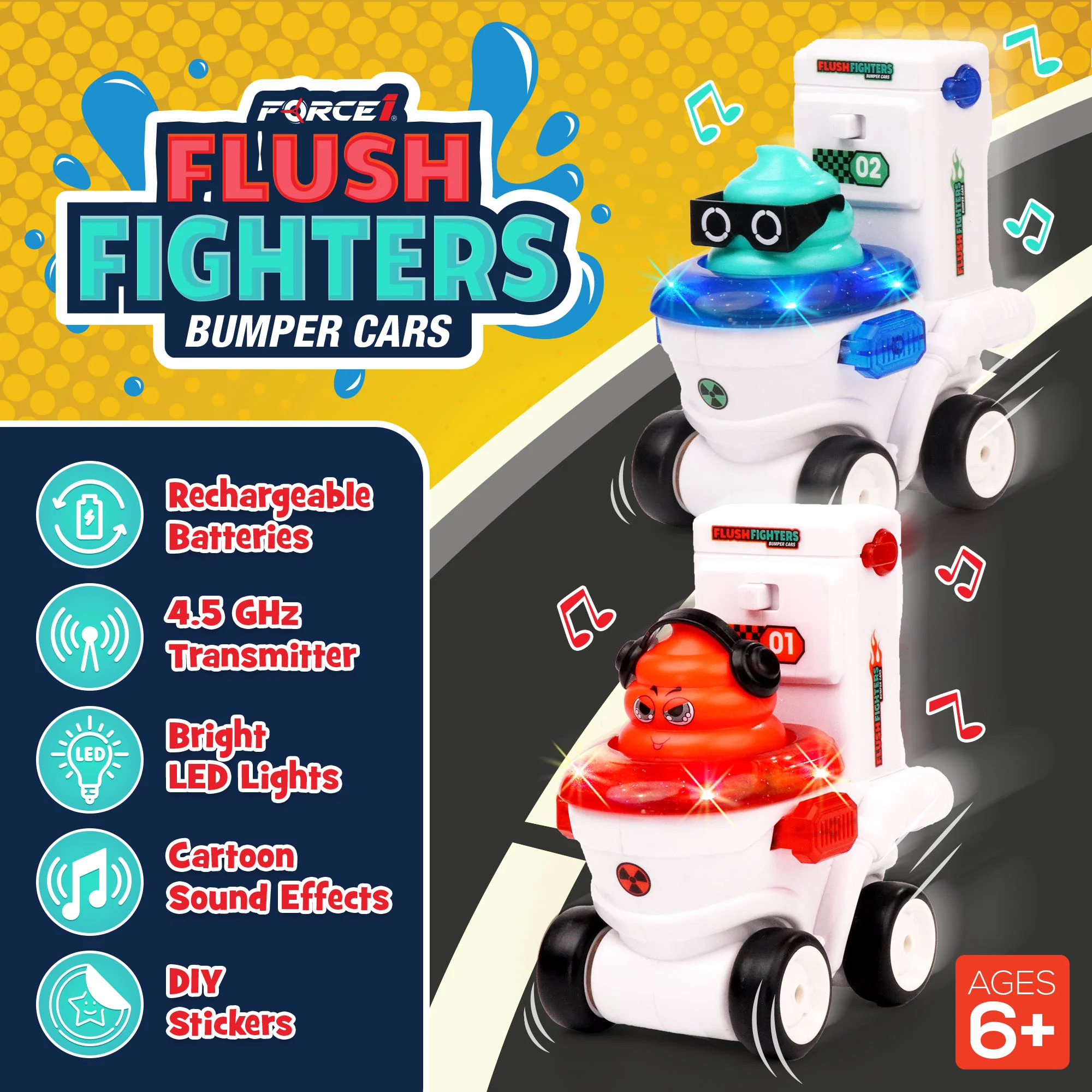 Force1 Flush Fighters Bumper Cars 2pk - Image 2