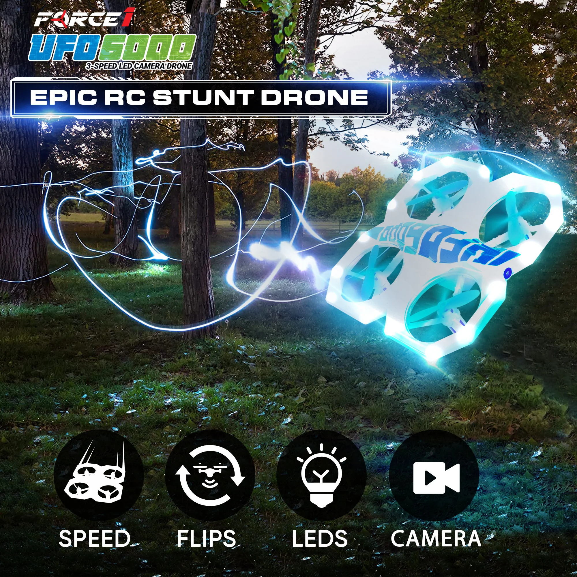 Force1 UFO 6000 Mini RC Stunt Aerial Drone, Multicolor LED Lights with Camera - Image 5