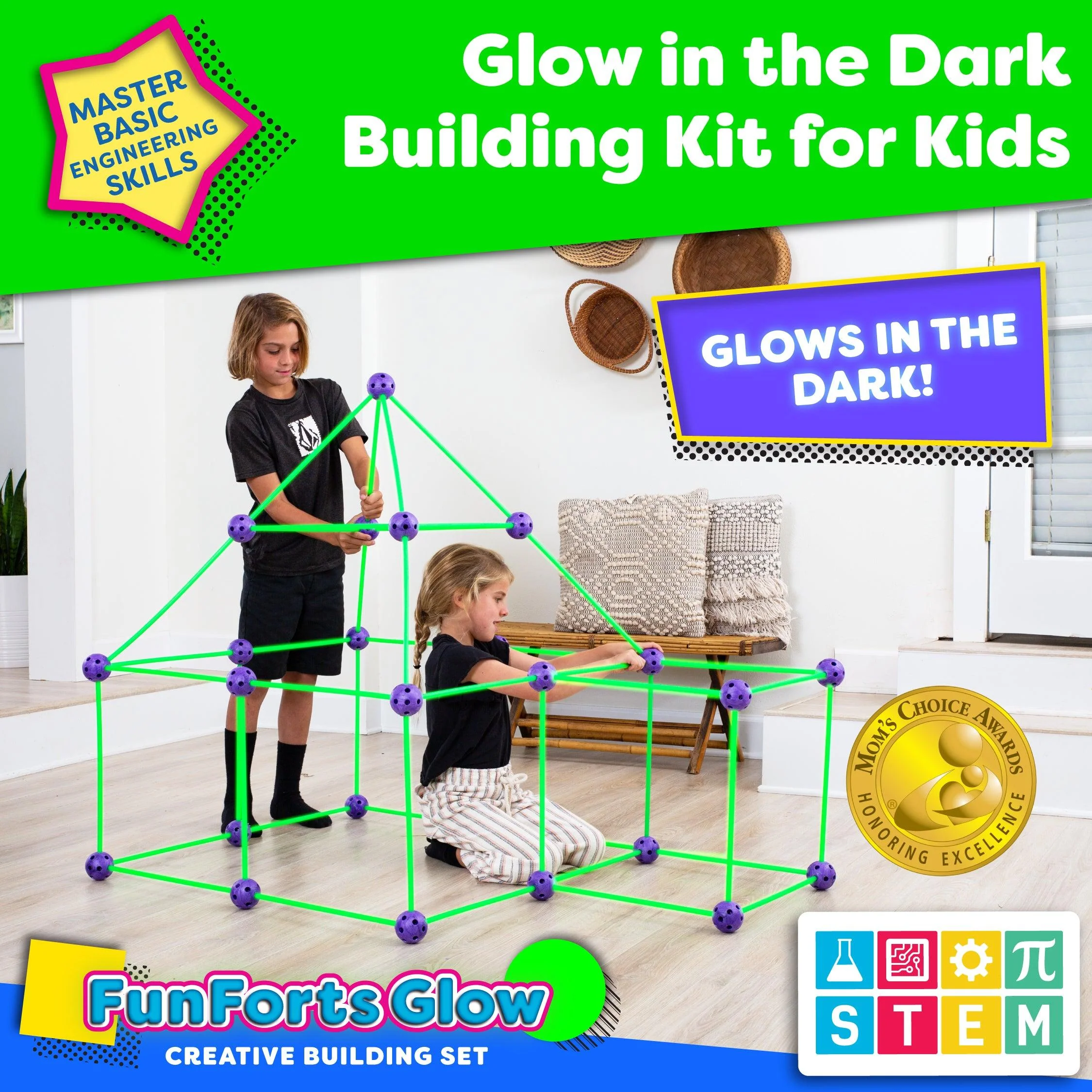 Power Your Fun 81pc Fun Forts Glow Fort Building Kit - Image 3