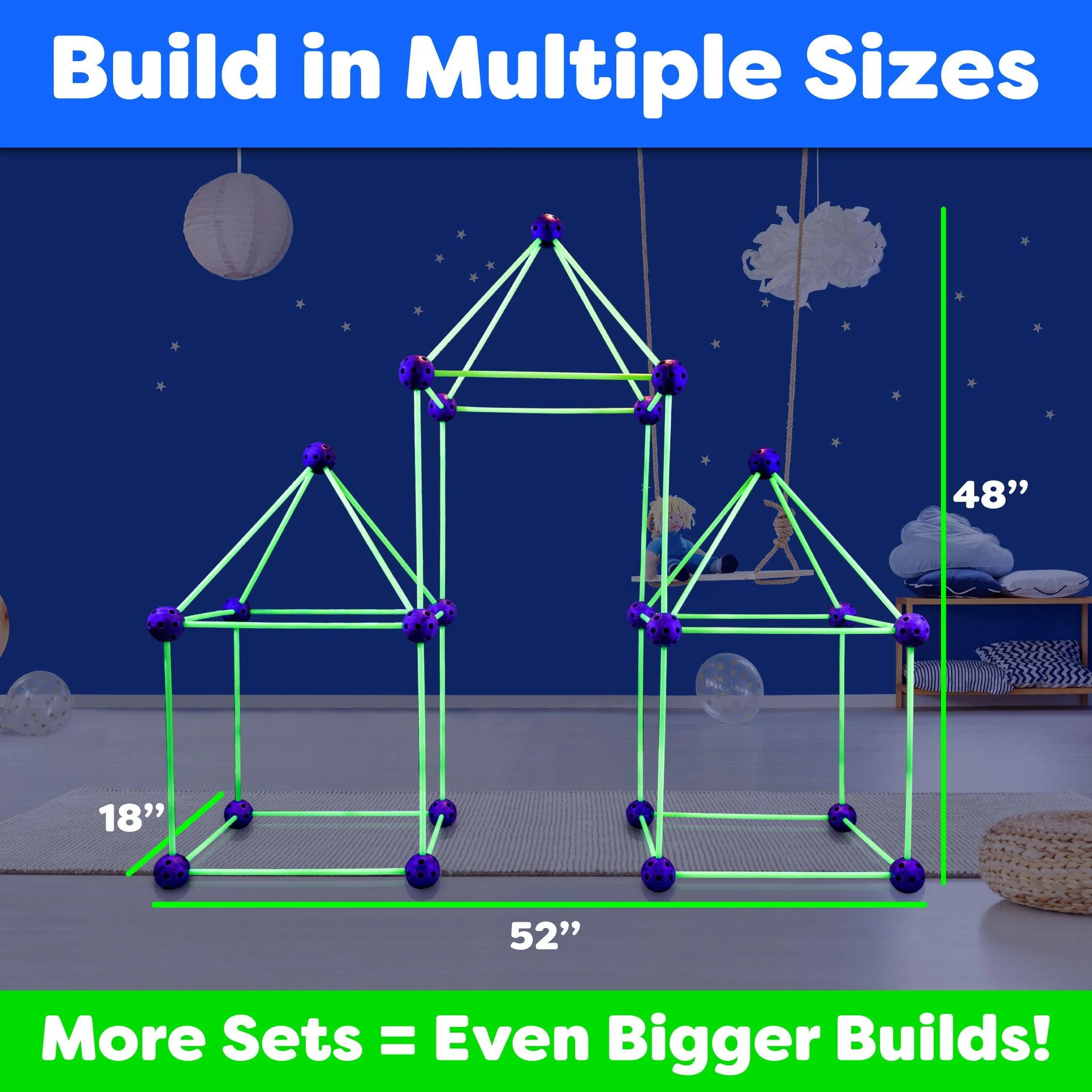 Power Your Fun 81pc Fun Forts Glow Fort Building Kit - Image 6