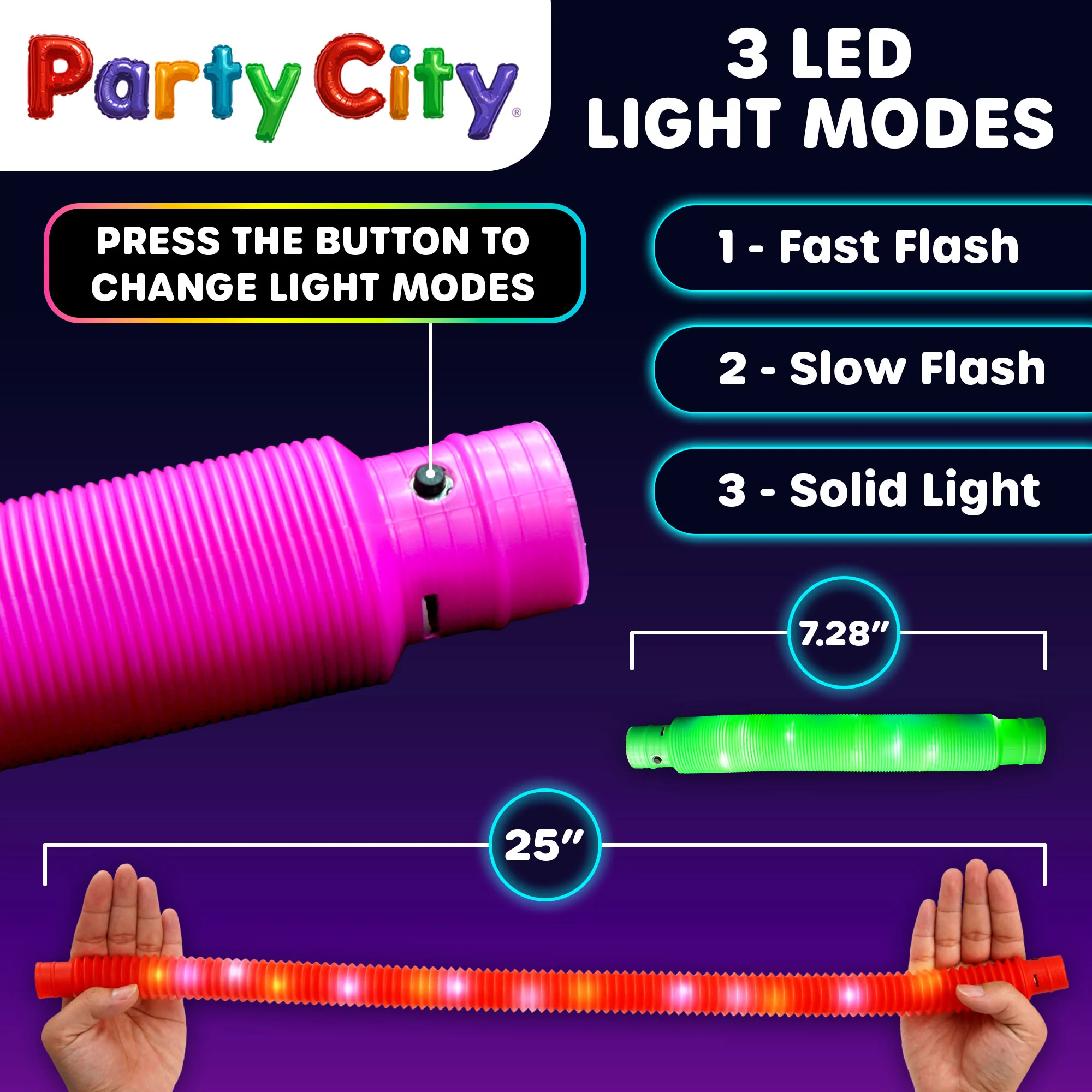 Party City LED Light Up Pop Tubes Bulk Party Favors - 12pk - Image 4
