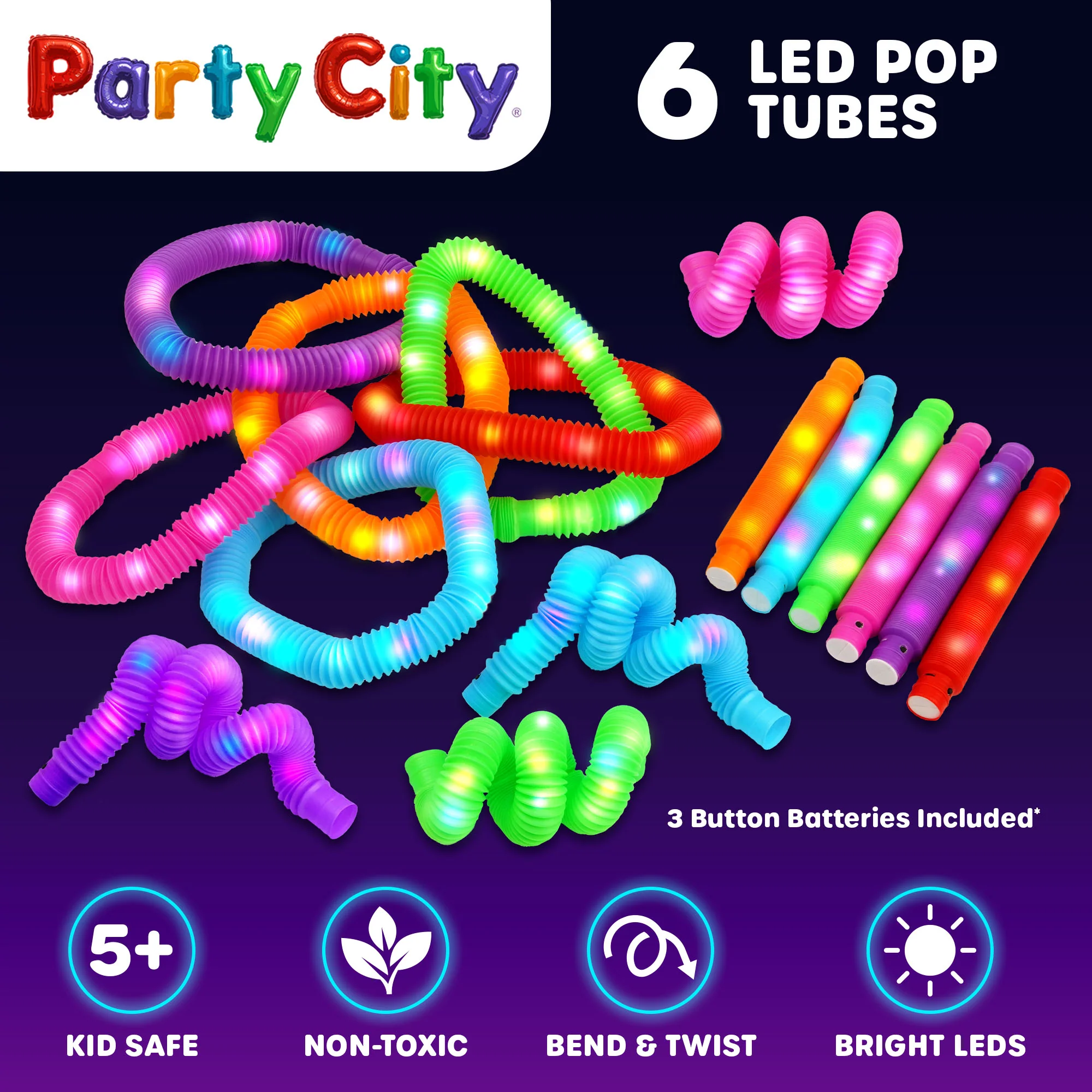 Party City LED Light Up Pop Tubes Bulk Party Favors - 6pk - Image 6