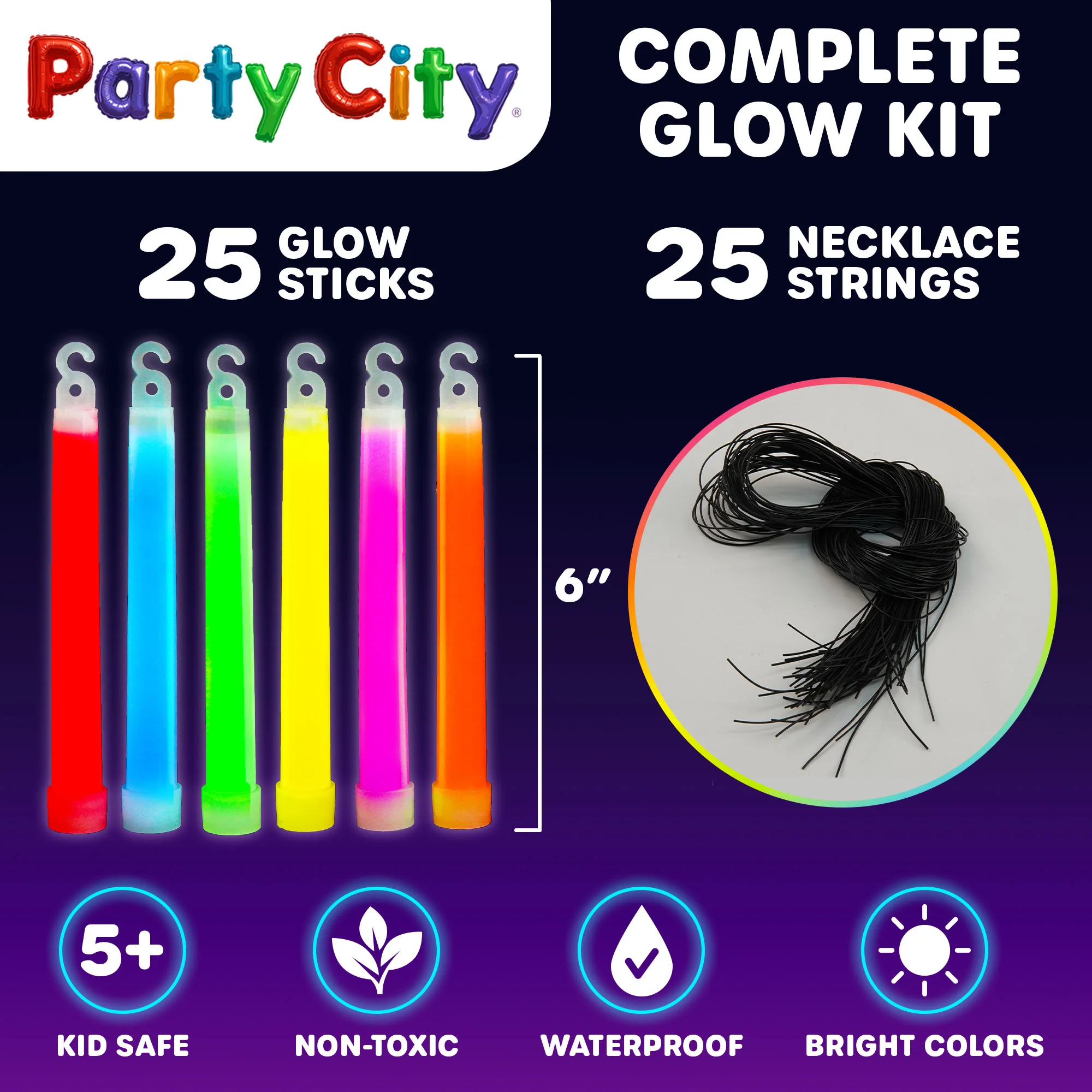 Party City 6" Glow Sticks Bulk Pack Multicolor - 25pk - Image 7