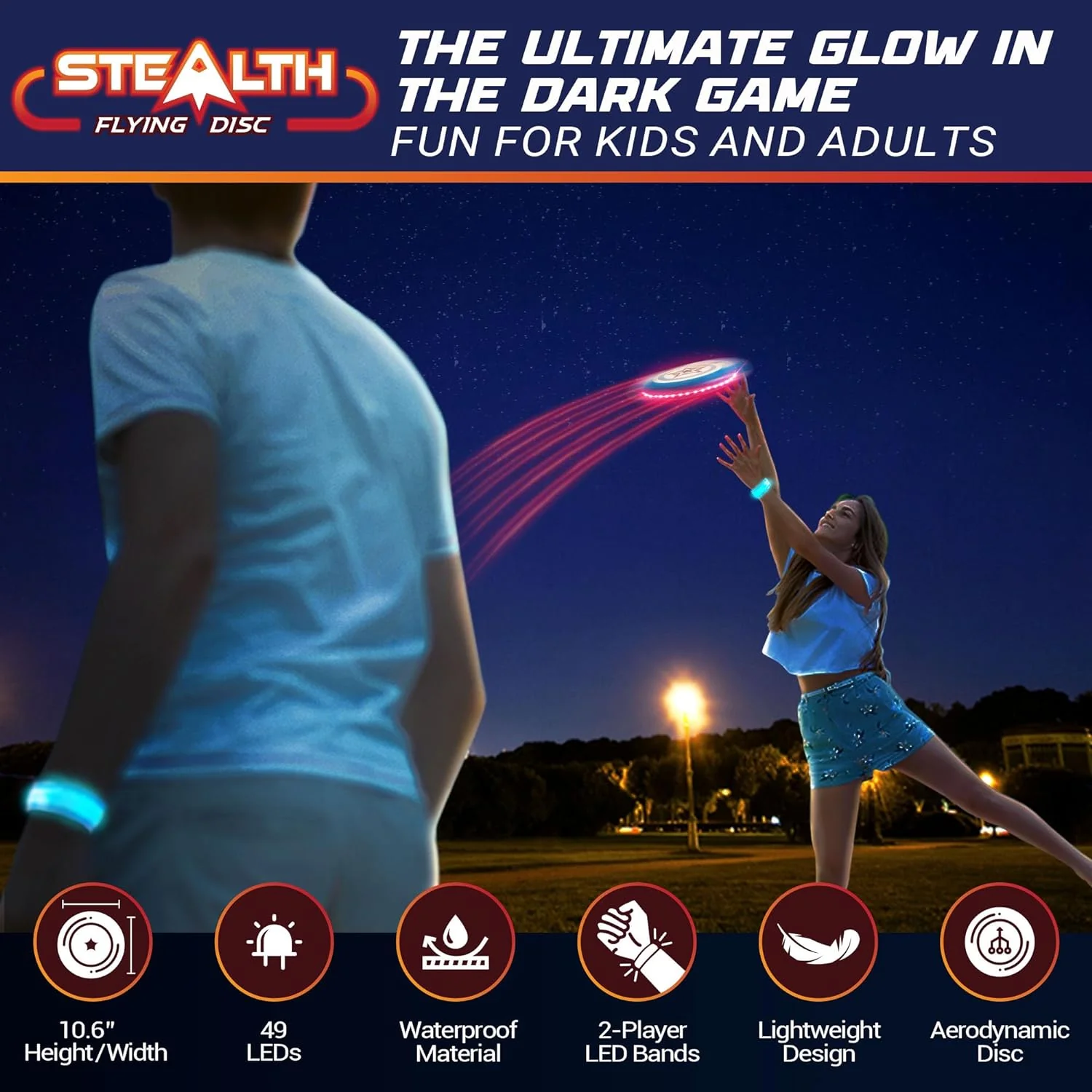 Stealth Flying Frisbee LED Disc - Blue/Red - Image 3