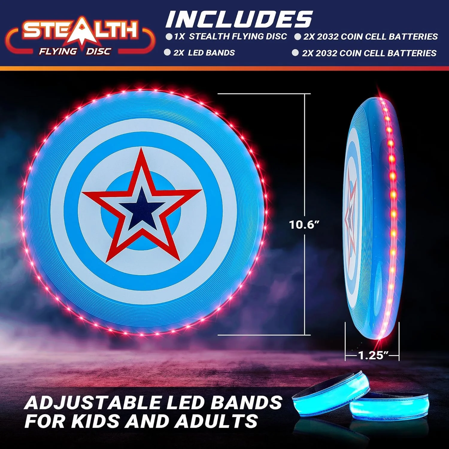 Stealth Flying Frisbee LED Disc - Blue/Red - Image 4