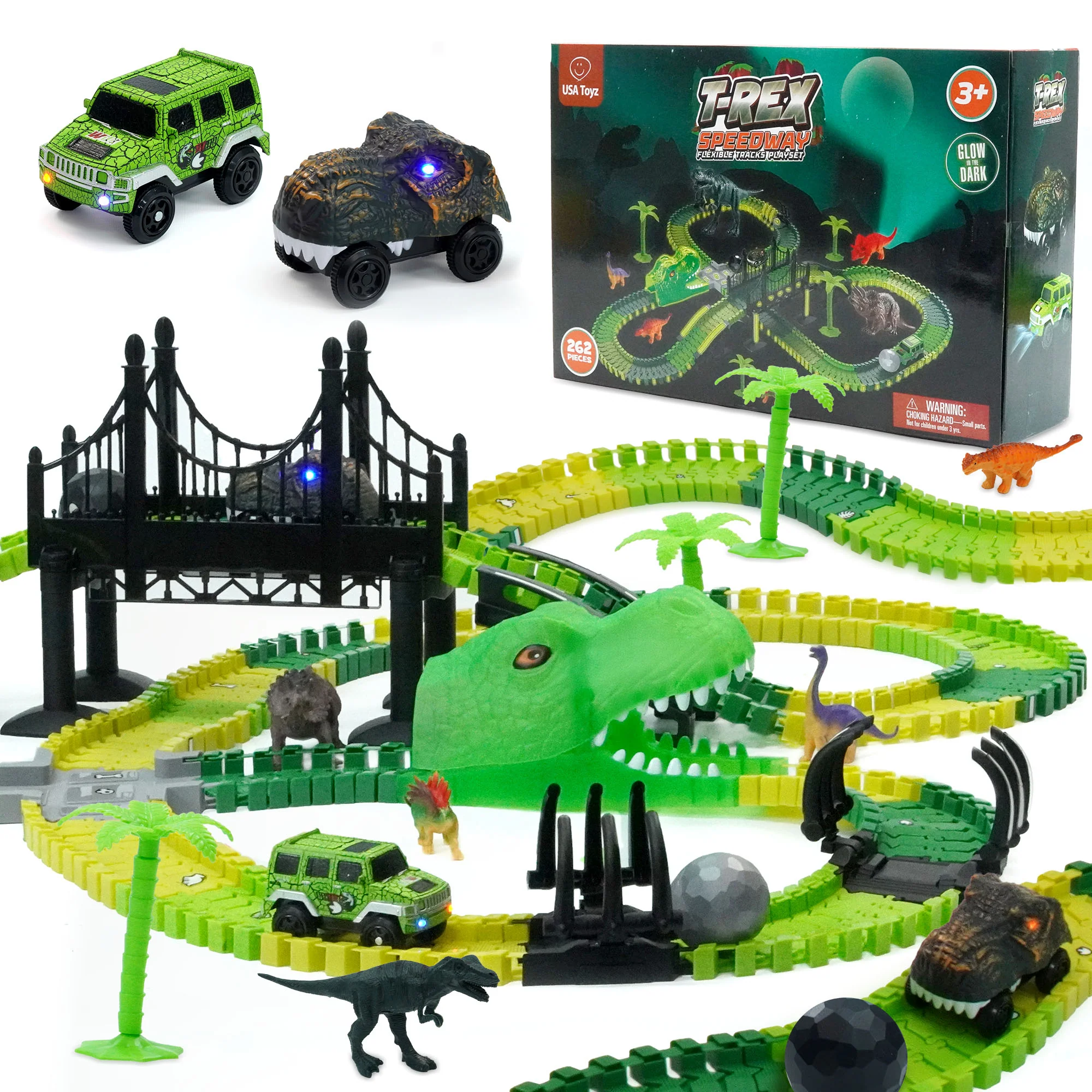 USA Toyz Dinosaur Race Tracks for Kids- 262pk