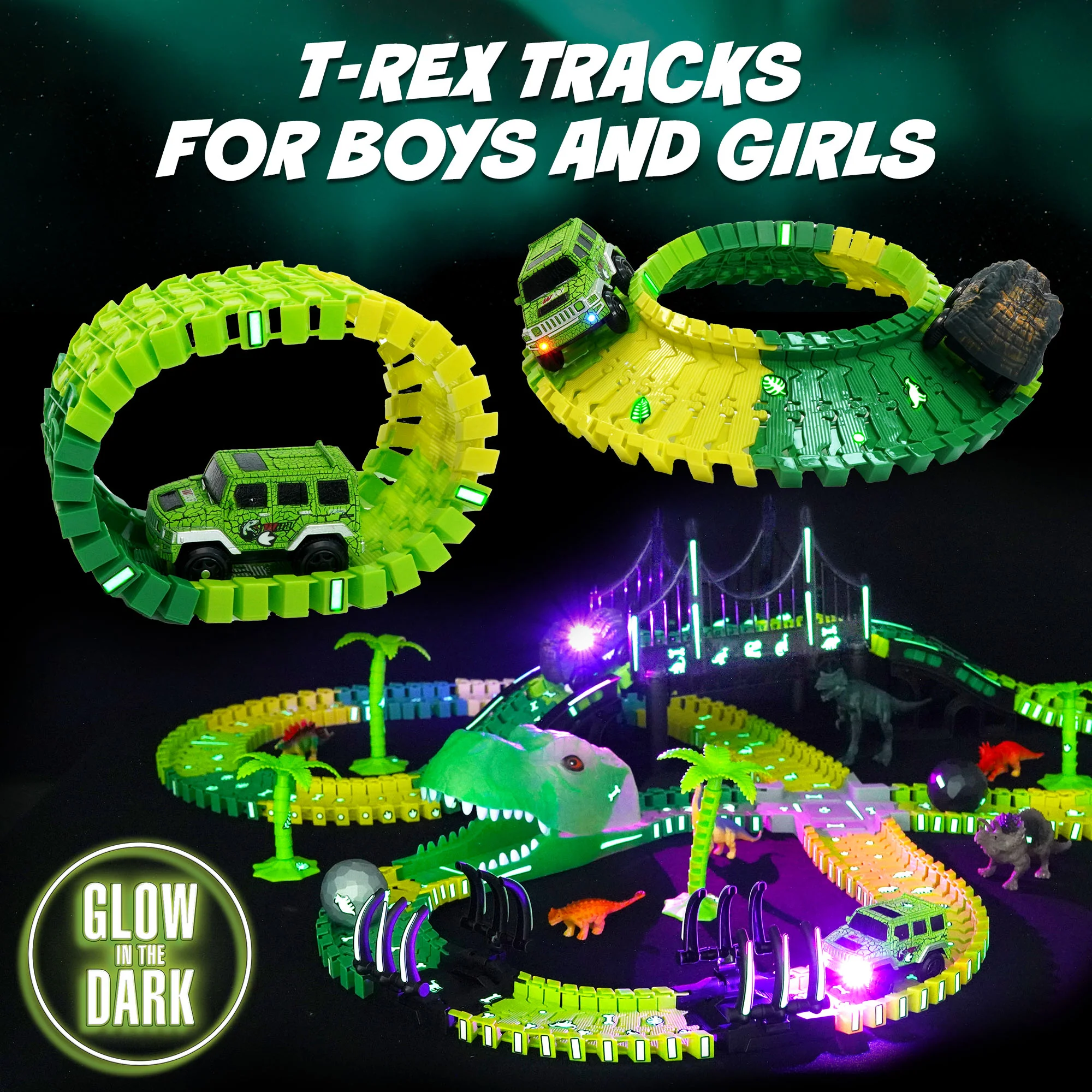USA Toyz Dinosaur Race Tracks for Kids- 262pk - Image 2