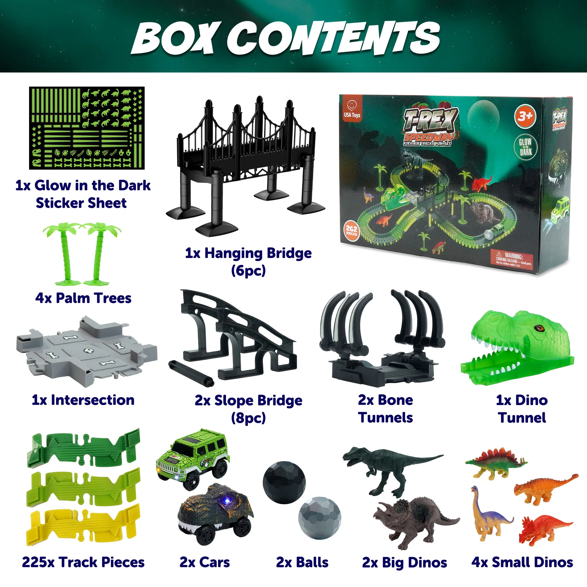 USA Toyz Dinosaur Race Tracks for Kids- 262pk - Image 6