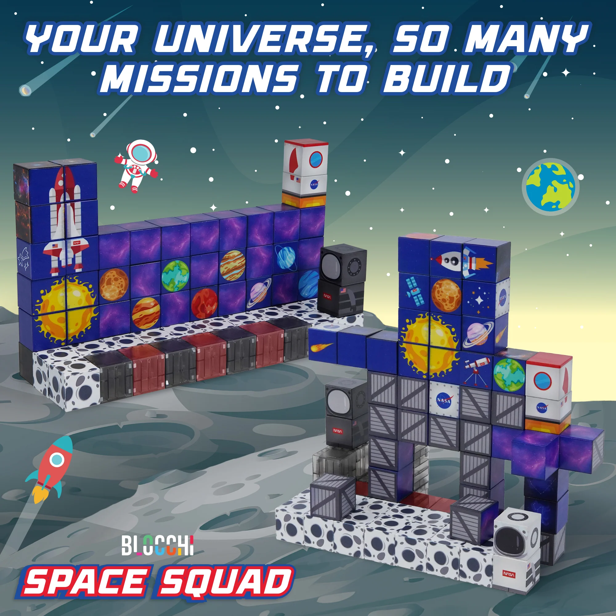 USA Toyz Blocchi Space Squad Magnetic Block Set 84 units - Image 4