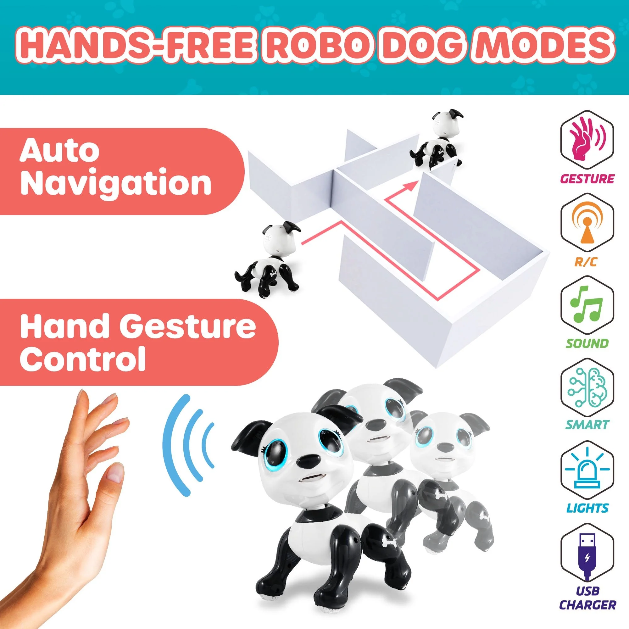 USA Toyz Robo Pets Puppy Toy - Black - Image 5