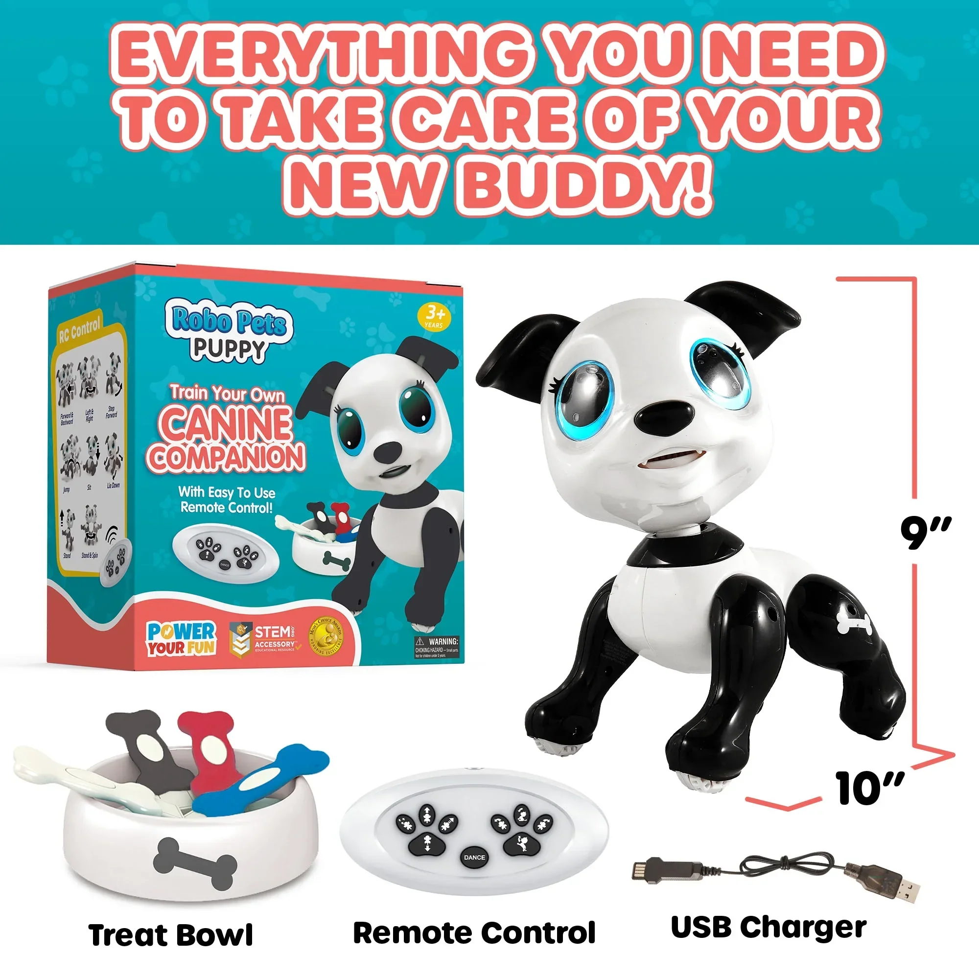 USA Toyz Robo Pets Puppy Toy - Black - Image 7