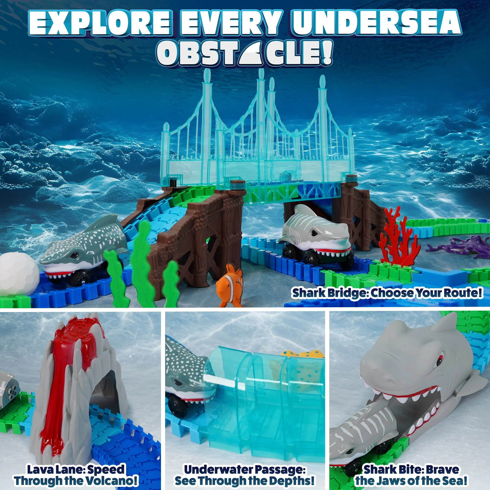 USA Toyz Sharky Seas Tracks Playset - 225 Pieces - Image 2