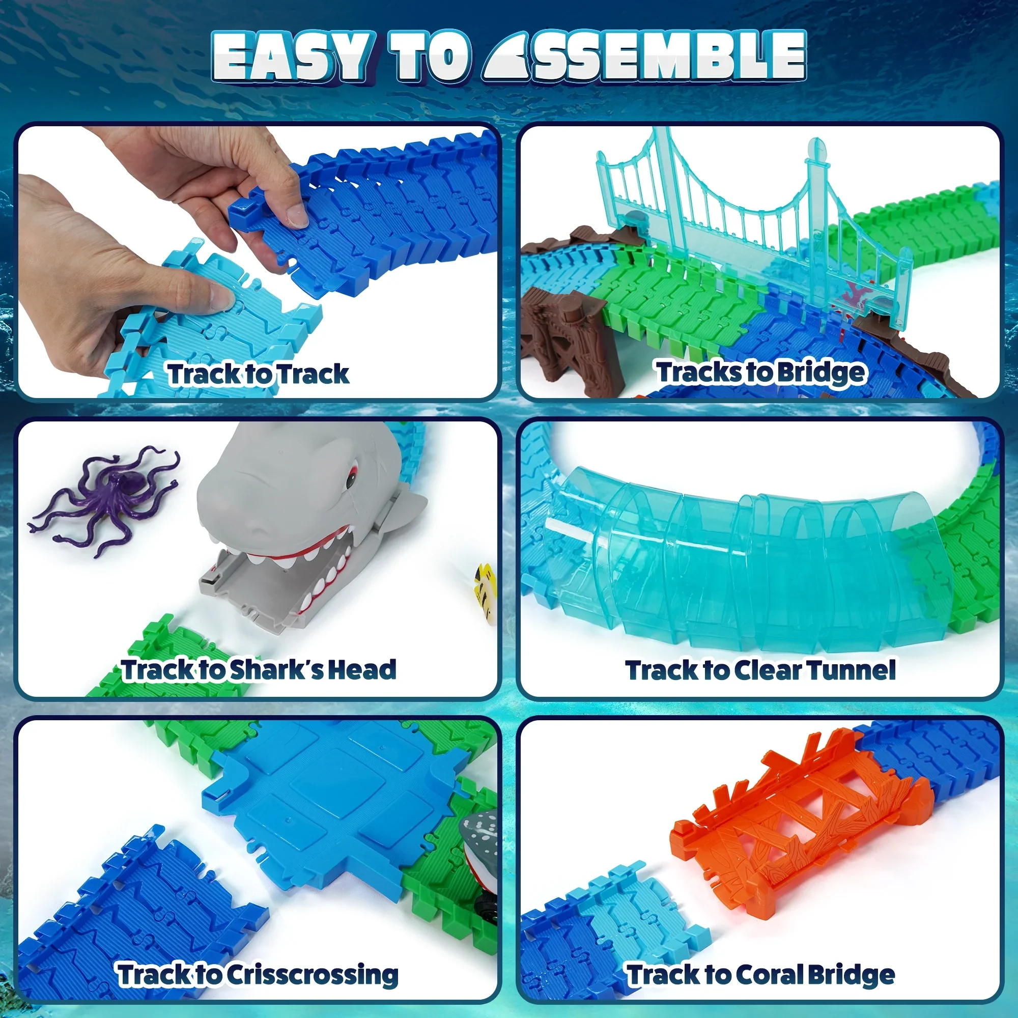 USA Toyz Sharky Seas Tracks Playset - 225 Pieces - Image 3