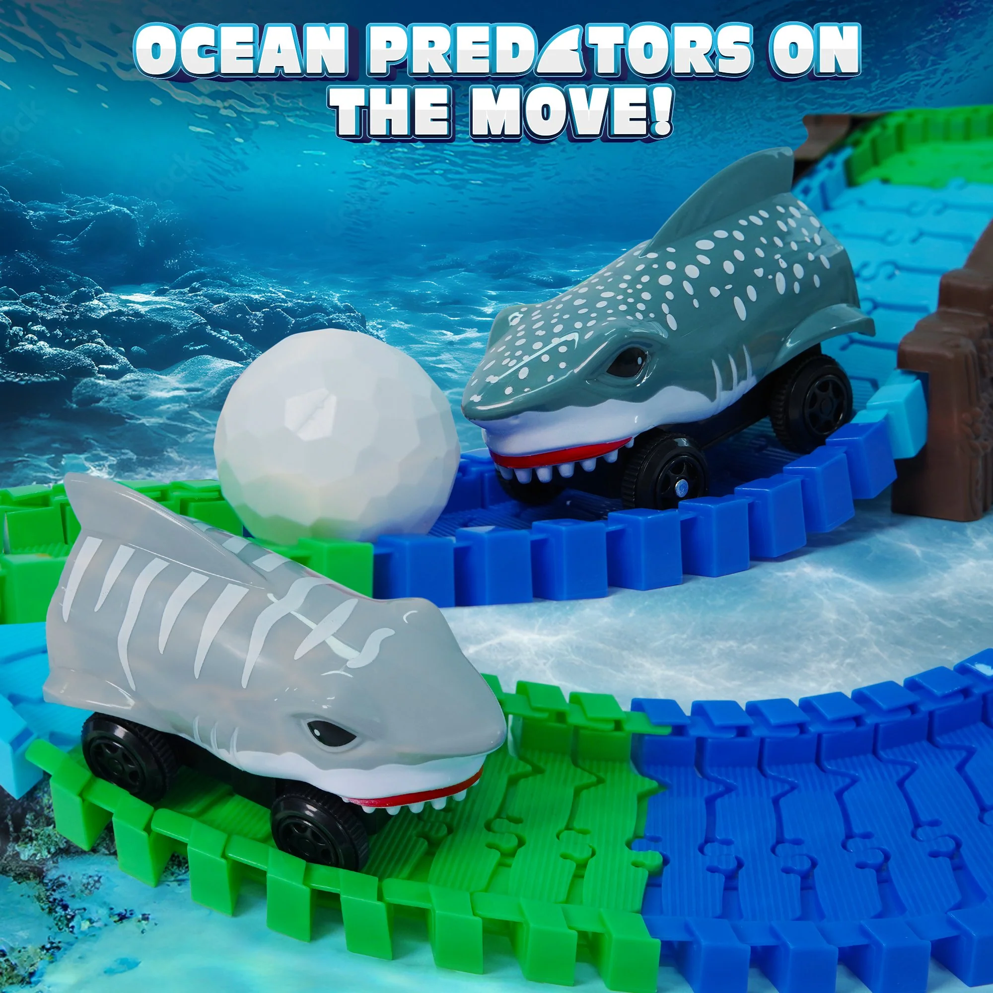 USA Toyz Sharky Seas Tracks Playset - 225 Pieces - Image 4